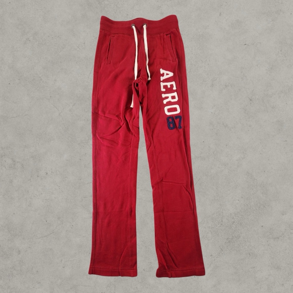 Aeropostale Red Track Pants with White Drawstring